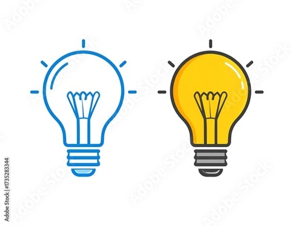 Obraz Two lightbulb icons, one blue, one yellow