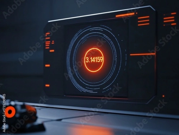 Fototapeta 3.14159 Futuristic digital interface displaying data insights tech lab visual content dark environment close-up view innovation trends