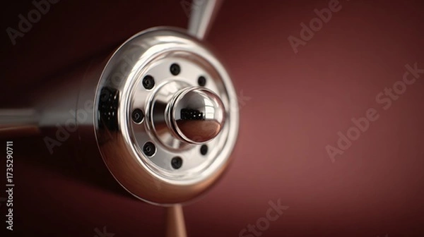 Fototapeta Close-up of polished airplane gear hub detail industrial workshop macro photography modern environment technical viewpoint