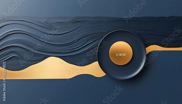 Fototapeta 3.14159 Artistic texture design matte midnight blue with brushed gold digital artwork abstract environment close-up view luxury concept