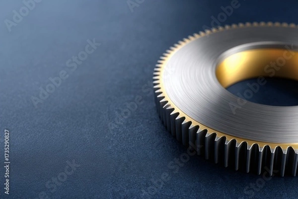 Fototapeta Industrial close-up of engine turbine disc workshop environment macro photography engineering concept