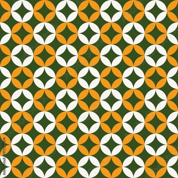 Obraz Gold and green geometric abstract seamless circle pattern
