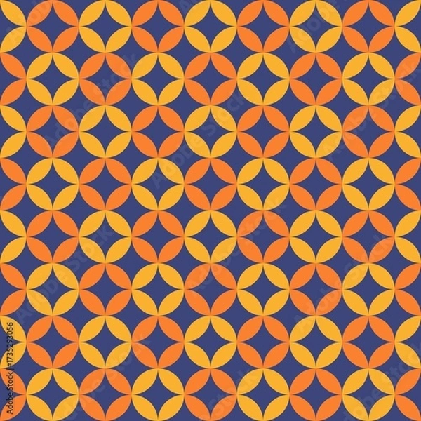 Obraz Orange and navy geometric circular abstract background