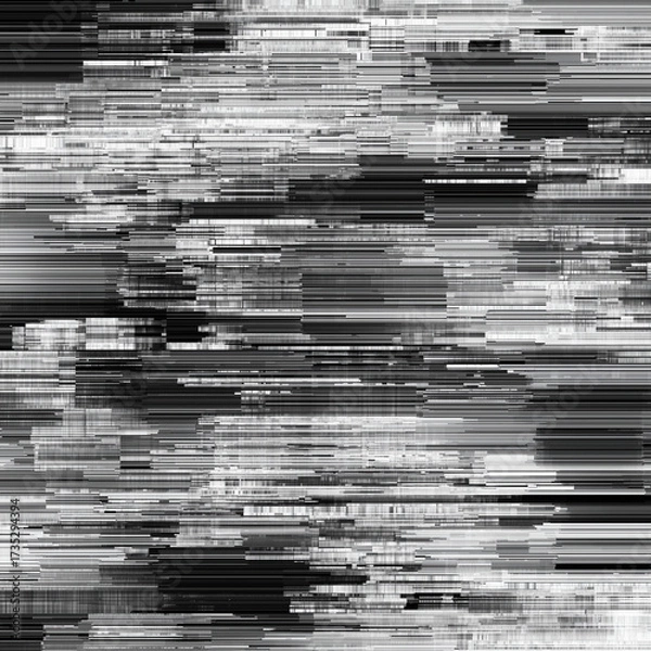 Fototapeta Abstract Digital Glitch Texture in Grayscale