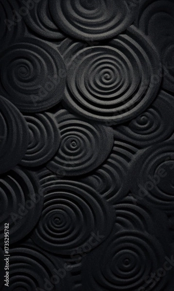 Fototapeta Abstract Zen Spirals on Black Background Texture