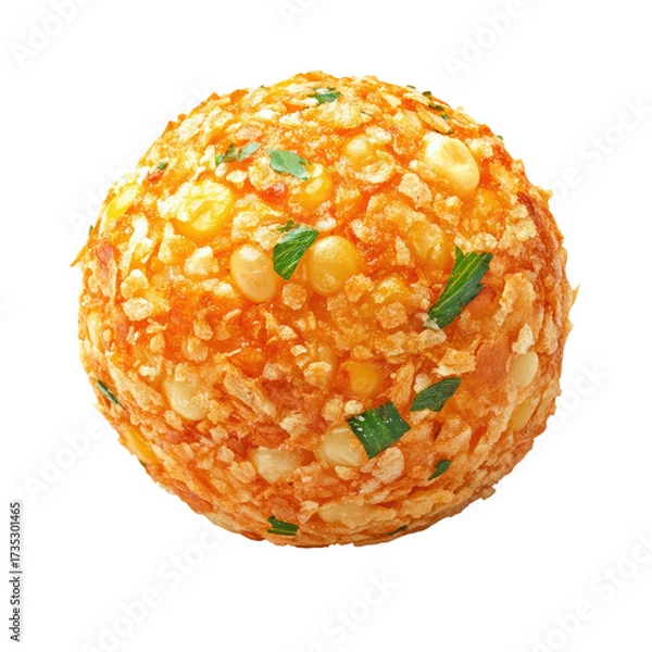 Fototapeta A spherical ball of colorful cereal and dried fruit coated in a light glaze isolated on transparent background