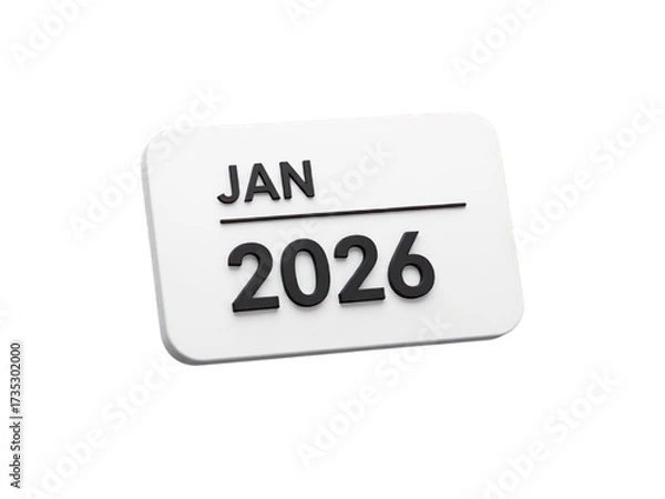 Fototapeta Minimal January 2026 Calendar Date Concept Design isolated on transparent background