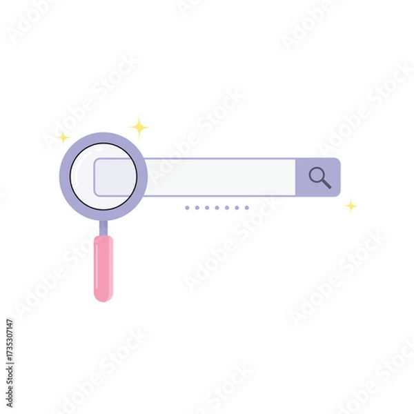 Fototapeta Search bar with magnifying glass, concept of research