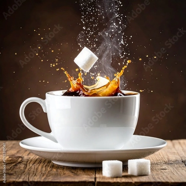 Obraz Coffee, sugar, splash, steam