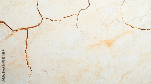 Fototapeta Cracked desert landscape with dry earth showing deep fissures and rough texture under natural light, evoking dryness and arid conditions