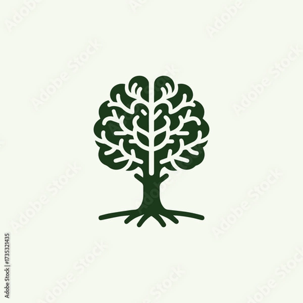 Obraz Tech Tree Brain Logo