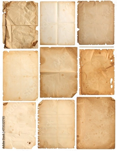 Obraz Collection of aged and creased paper textures
