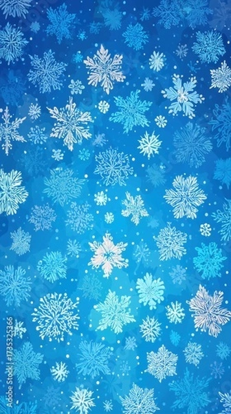 Fototapeta Winter wonderland filled with colorful snowflakes on a blue background capturing the essence of the season