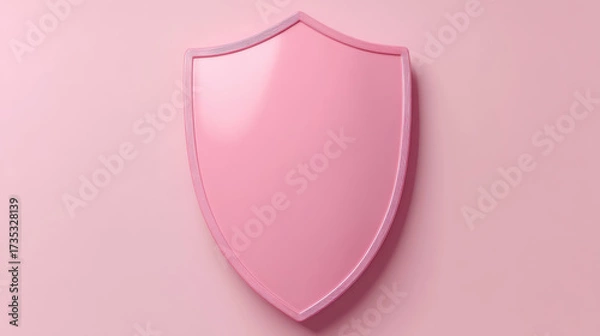 Fototapeta Pink shield with glossy surface and subtle texture stands out on matching pink background, evoking sense of protection and calmness
