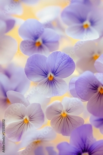 Fototapeta Floating petals dance in the soft breeze, creating a vibrant tapestry of light violet and white blossoming beauty