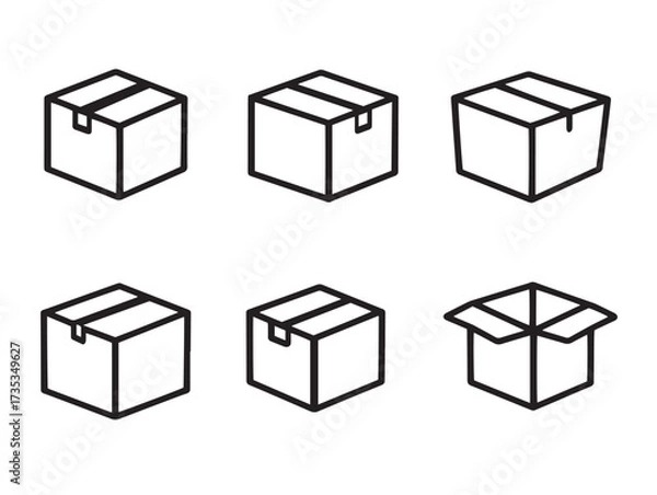 Obraz Professional Boxes Symbol Set Outline Vector Illustration Pack