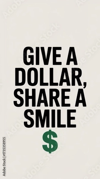Fototapeta Support kindness with a dollar and spread happiness through a smile in a minimalist design. Give Someone a Dollar Day