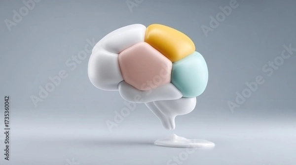 Fototapeta Exploration of creativity through an abstract representation of the human brain showcasing playful colors and shapes