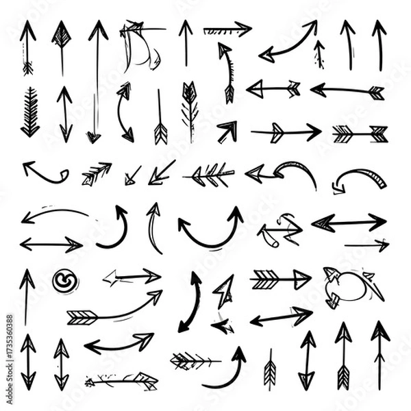 Obraz Collection of hand-drawn arrows in various styles