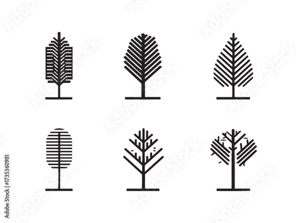 Obraz Modern Tree Chart Symbol Six Icons Outline Vector