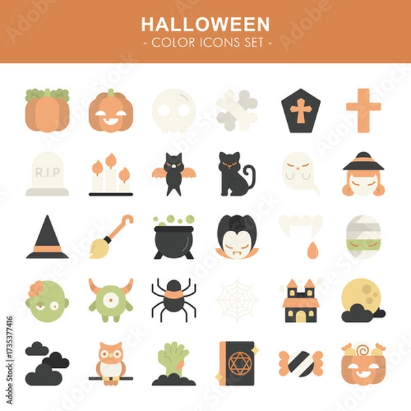 Obraz Halloween - color icons set
