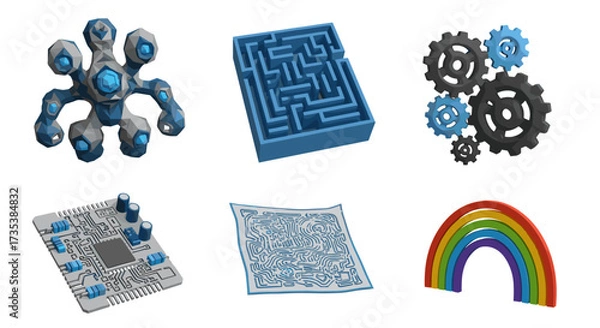 Fototapeta Vector art of abstract and technological elements set