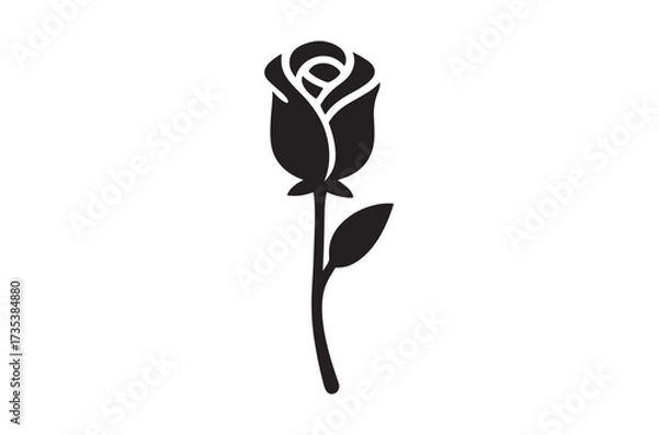 Obraz Elegant Silhouette of a Rose Budding Gracefully A Symbol of Love Romance and Beauty The Simplicity Captures the Essence of Floral Serenity and Timeless Charm