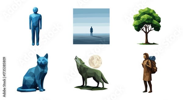 Fototapeta Vector art of collection of diverse artistic illustrations