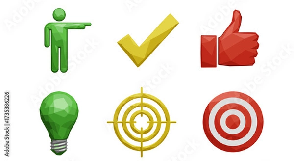 Fototapeta Vector art of set of green and red success and idea icons