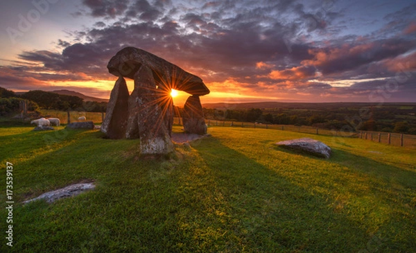 Fototapeta Sunset over the old Dolmen