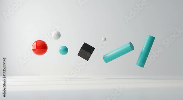 Fototapeta Minimal Abstract Geometry with Floating Shapes