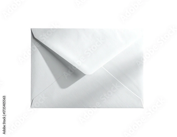 Fototapeta A white, folded envelope casting a sharp shadow on a stark, black background