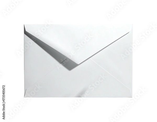 Fototapeta Close-up of a closed white envelope casting a shadow, against a black background