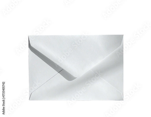 Fototapeta A closed, white envelope with subtle shadows, against a stark, black backdrop