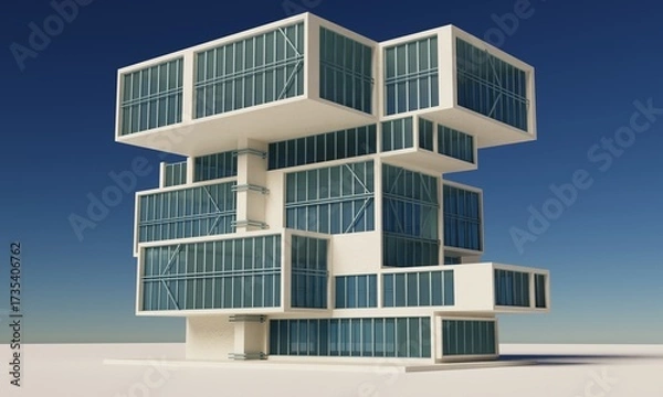 Obraz Future forward 3d office building concept architecture wallpaper background