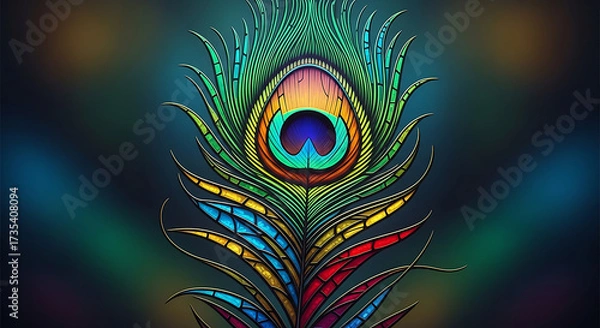 Obraz peacock feather on black background