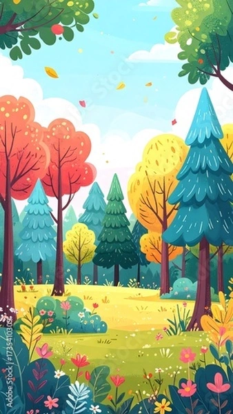 Obraz Colorful autumnal forest scene