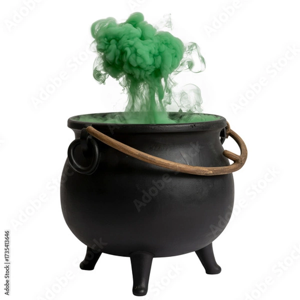 Obraz Brew up magical fun Halloween cauldron filled with bubbling green potion