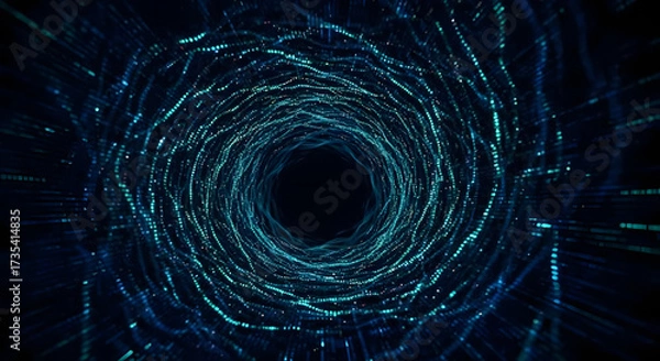 Fototapeta Dive into a mesmerizing digital vortex, an abstract data stream perfect for tech and science visualizations