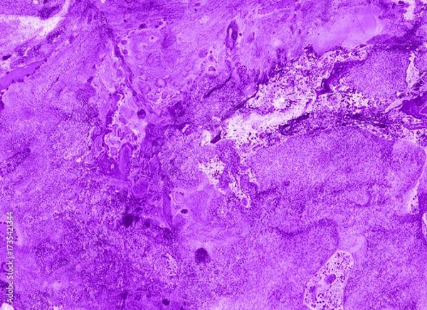 Fototapeta Abstract purple textured background with marbled artistic pattern. Spots, drops, splashes, blurs of various forms. Bright contemporary design for print, wallpaper, or creative projects.