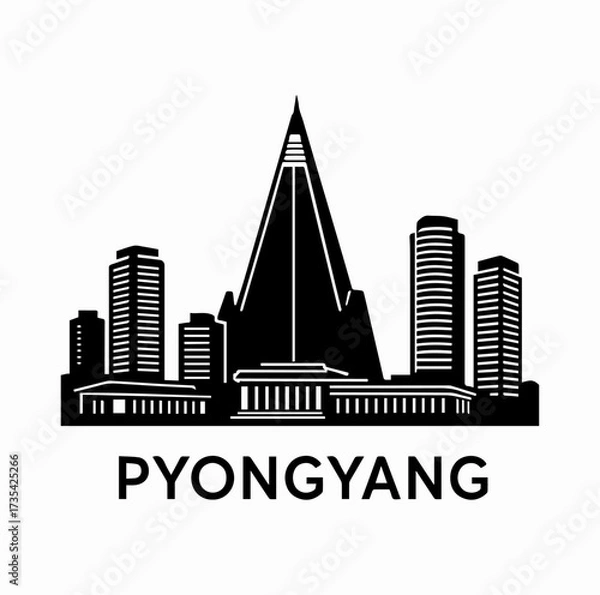 Fototapeta Pyongyang Skyline Silhouette with Ryugyong Hotel