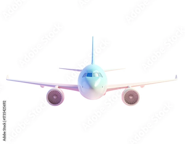 Obraz Front-view of a stylized airplane with colorful gradient, isolated on black