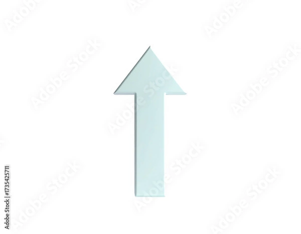 Obraz A light blue, glossy arrow points directly upward against a stark black background