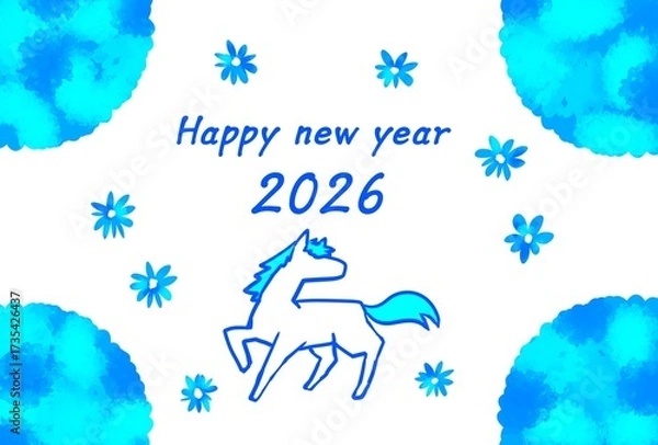 Obraz 2026年午年年賀状はがきイラスト