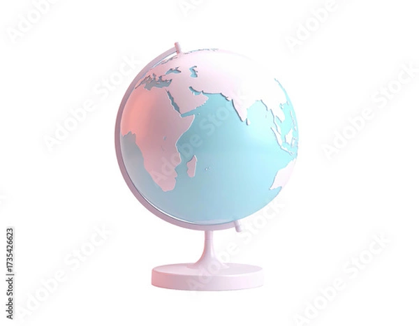 Obraz 3D rendered, pastel colored globe on a stand, isolated on a black background