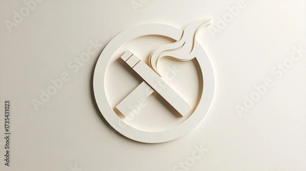 Fototapeta Unique wall art design featuring a minimalist symbol for smoke-free living in a modern indoor setting