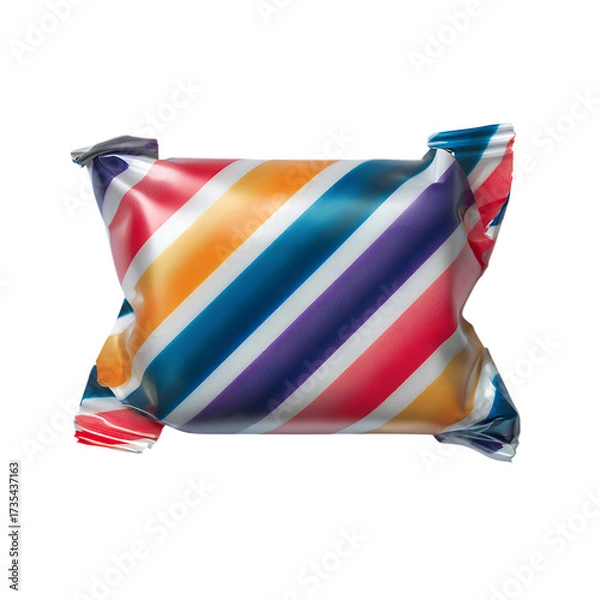 Fototapeta A wrapped colorful candy with diagonal stripes png
