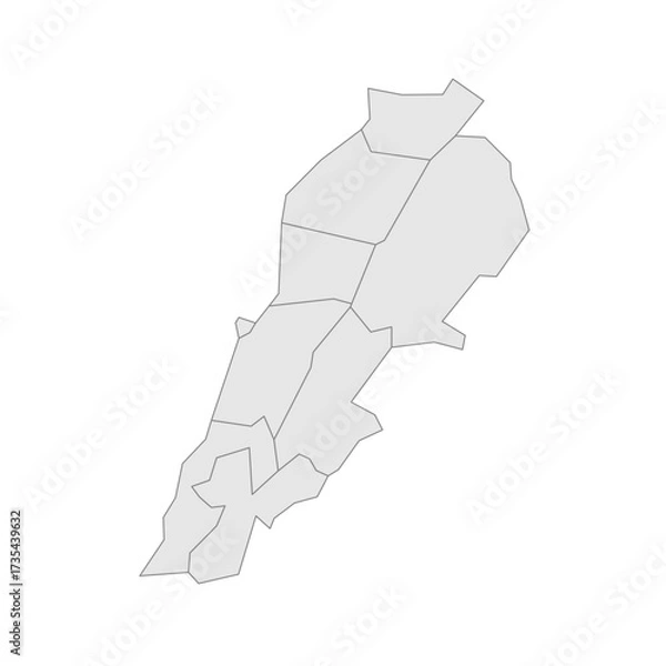 Fototapeta Lebanon political map of administrative divisions - governorates. Grey blank vector editable map EPS.