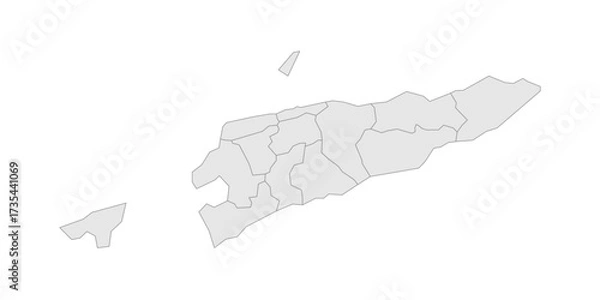 Fototapeta East Timor political map of administrative divisions - municipalities and Special Administrative Region Oecusse-Ambeno. Grey blank vector editable map EPS.
