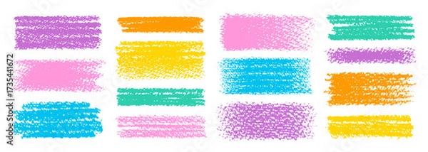 Fototapeta Brush line and stroke vector. Color pencil, marker, crayon paint texture highlight. Pen, chalk hand drawn underline, mark. Line, stroke, stripe, shape scribble. Sketch color brush, crayon, pencil bg